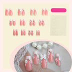 Decorative Press-On Nails with Floral and Gem Embellishments