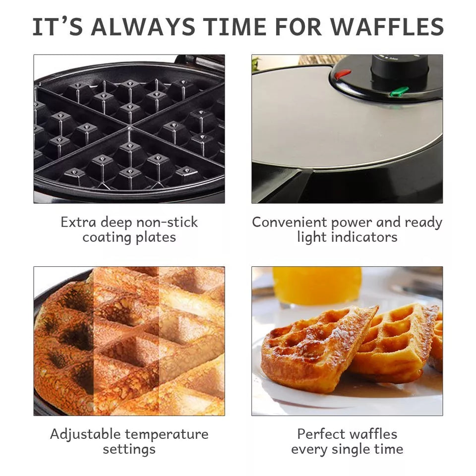 Deep-Fill Waffle Maker – Non-Stick, Adjustable Temperature & Compact Design for Homemade Belgian Waffles