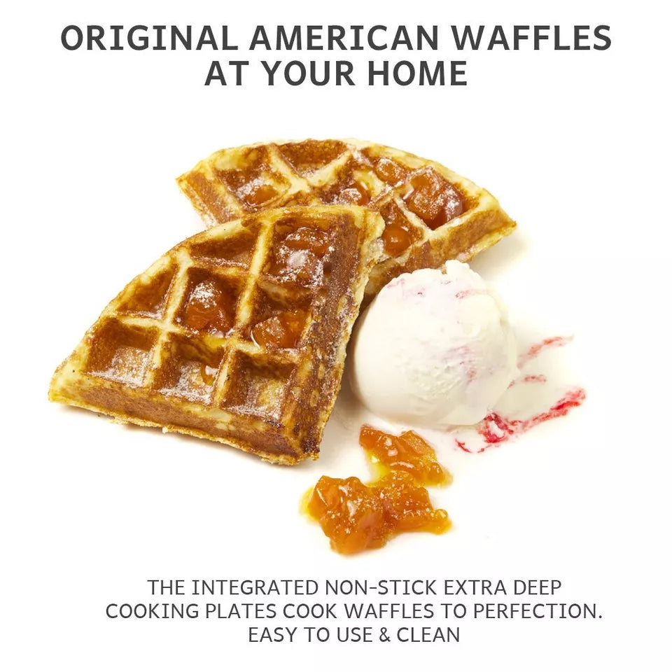 Deep-Fill Waffle Maker – Non-Stick, Adjustable Temperature & Compact Design for Homemade Belgian Waffles