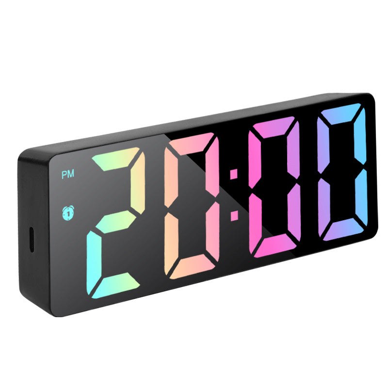 Digital alarm clock with mirror finish