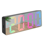 Digital alarm clock with mirror finish