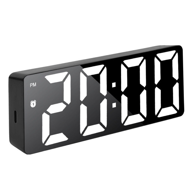 Digital alarm clock with mirror finish