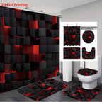 Digital Cube Pattern Bathroom Set