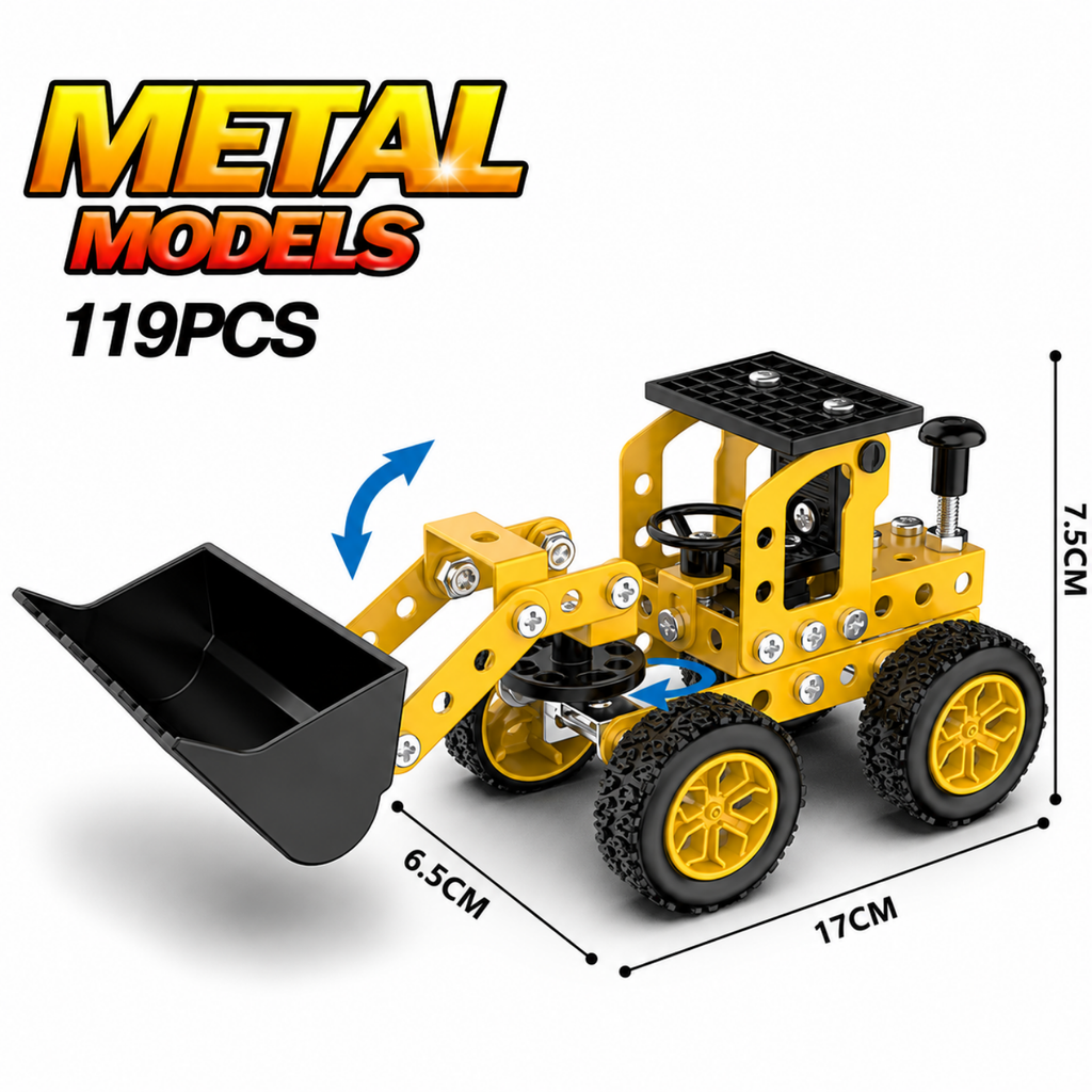 DIY Metal Construction Vehicle Model Kit – Screw & Nut Build Set