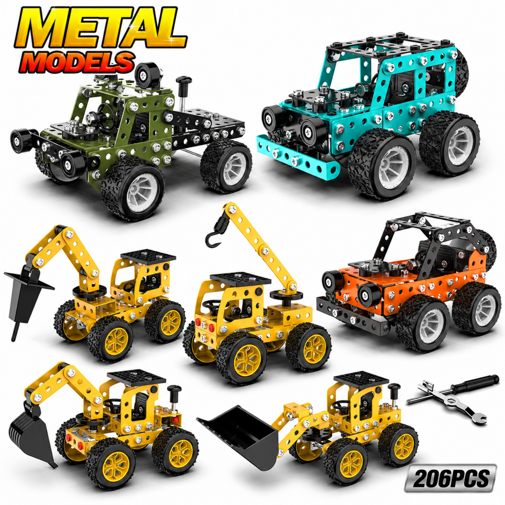 DIY Metal Construction Vehicle Model Kit – Screw & Nut Build Set