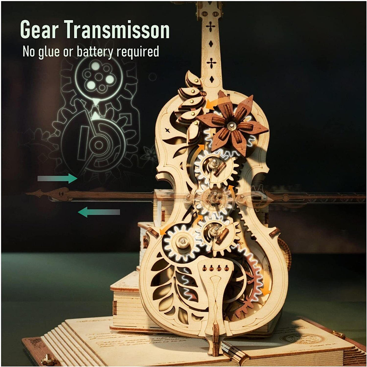 DIY Wooden Cello Music Box – Self-Playing 3D Puzzle & Decorative Musical Instrument