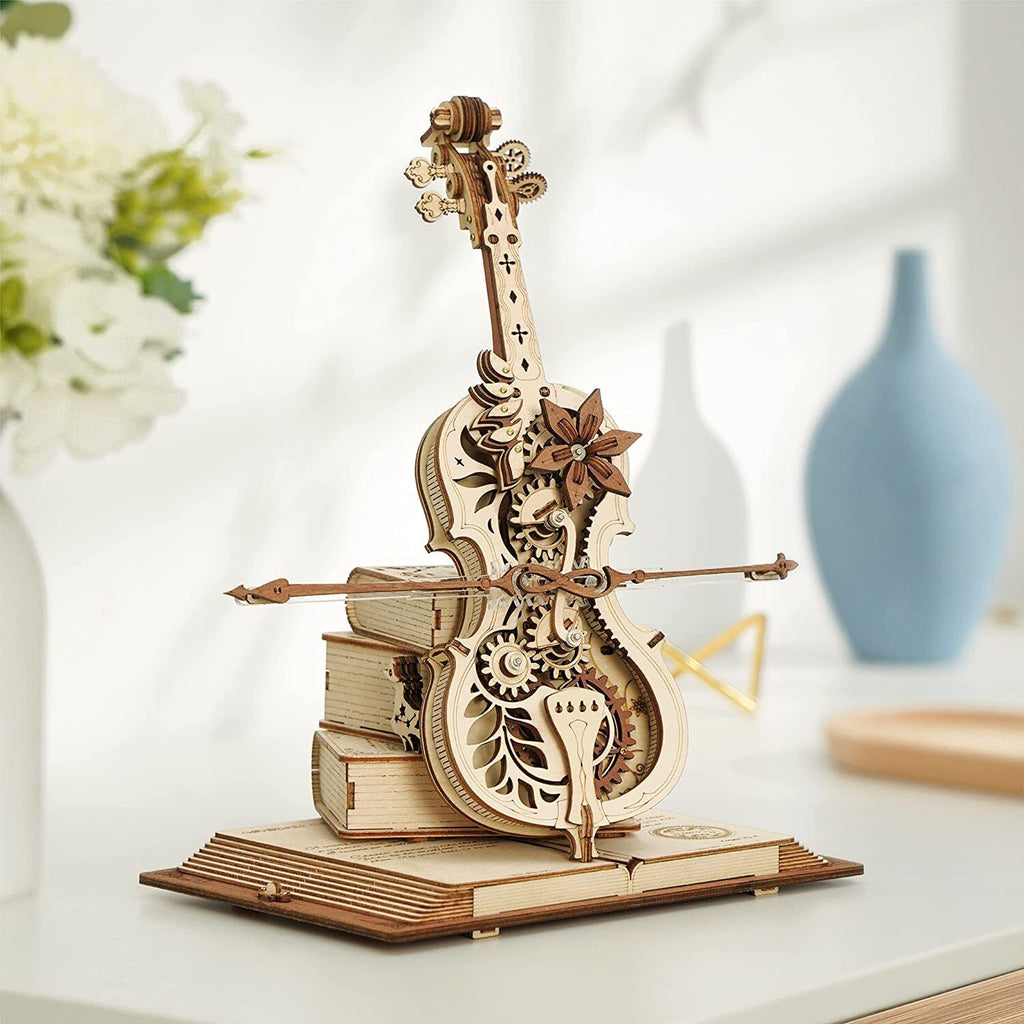 DIY Wooden Cello Music Box – Self-Playing 3D Puzzle & Decorative Musical Instrument