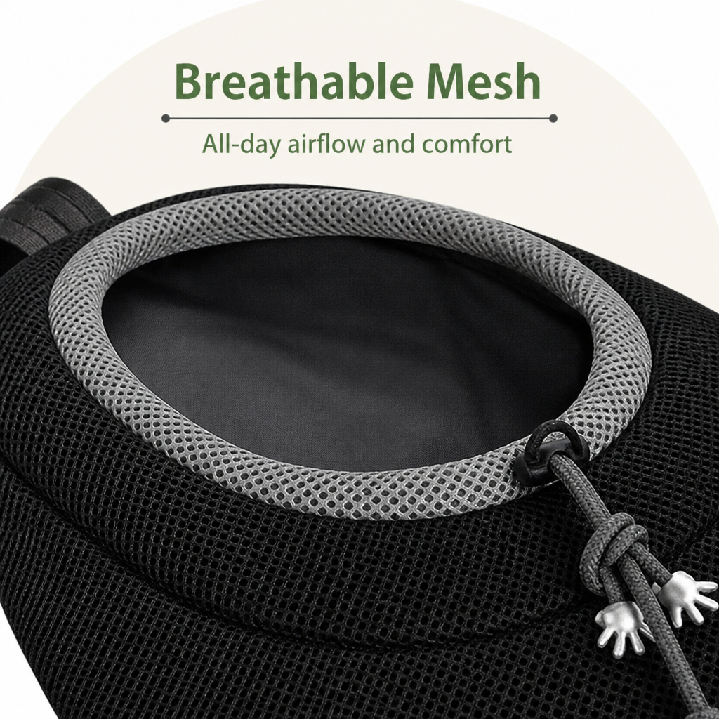 Dog carrier backpack with breathable mesh and ergonomic padding (removable base)