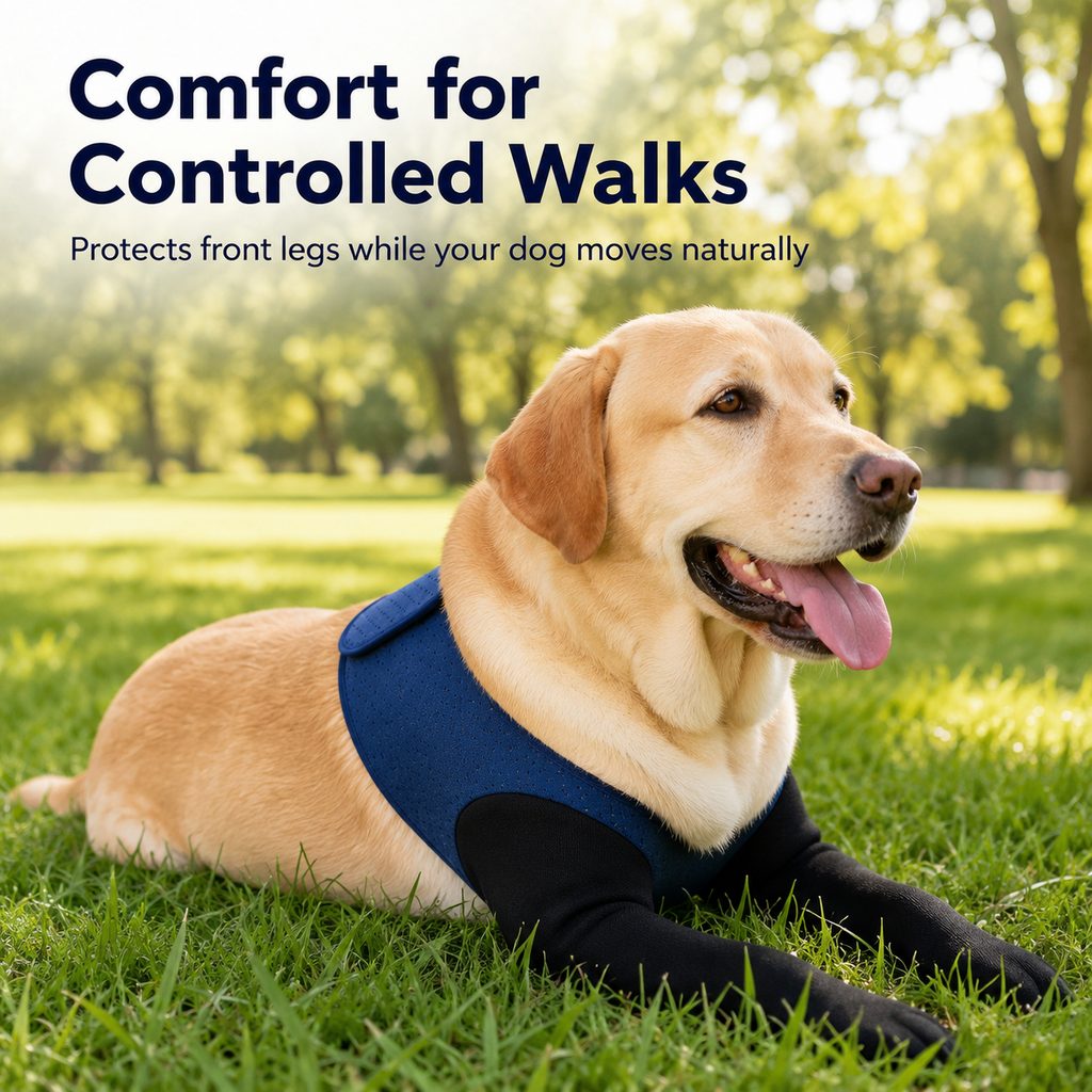 Boneroshop PawGuard Dual Front Leg Recovery Sleeves for Dogs - Cone-Free Anti-Lick Protection for Post-Surgery, Scratchi