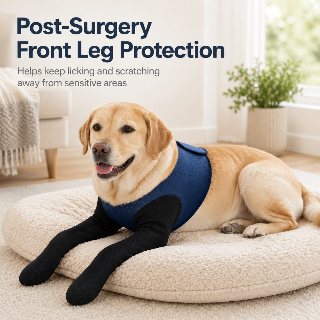 Boneroshop PawGuard Dual Front Leg Recovery Sleeves for Dogs - Cone-Free Anti-Lick Protection for Post-Surgery, Scratchi