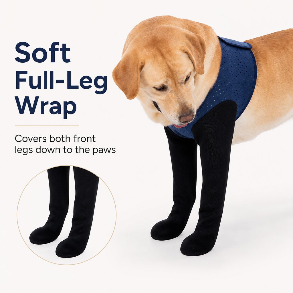 Boneroshop PawGuard Dual Front Leg Recovery Sleeves for Dogs - Cone-Free Anti-Lick Protection for Post-Surgery, Scratchi