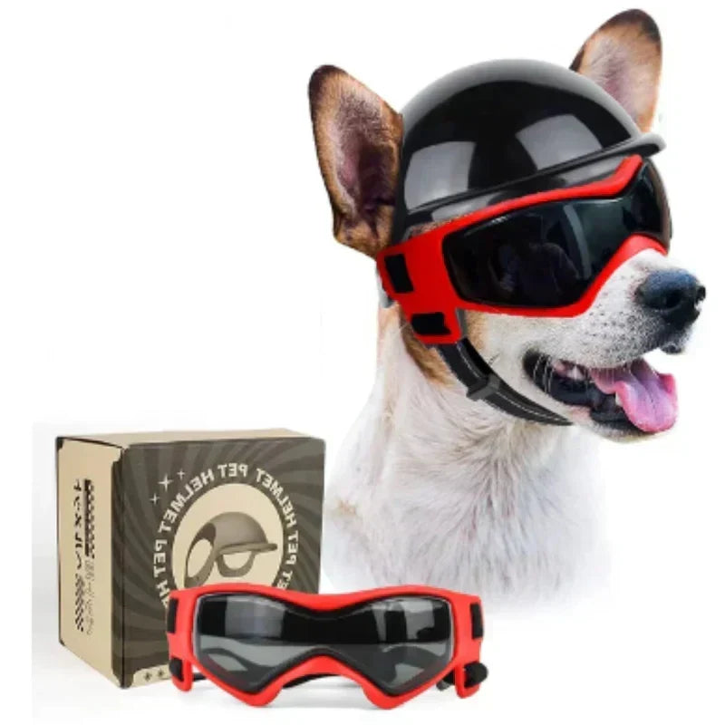 Dog Helmet with Goggles for Eye Protection