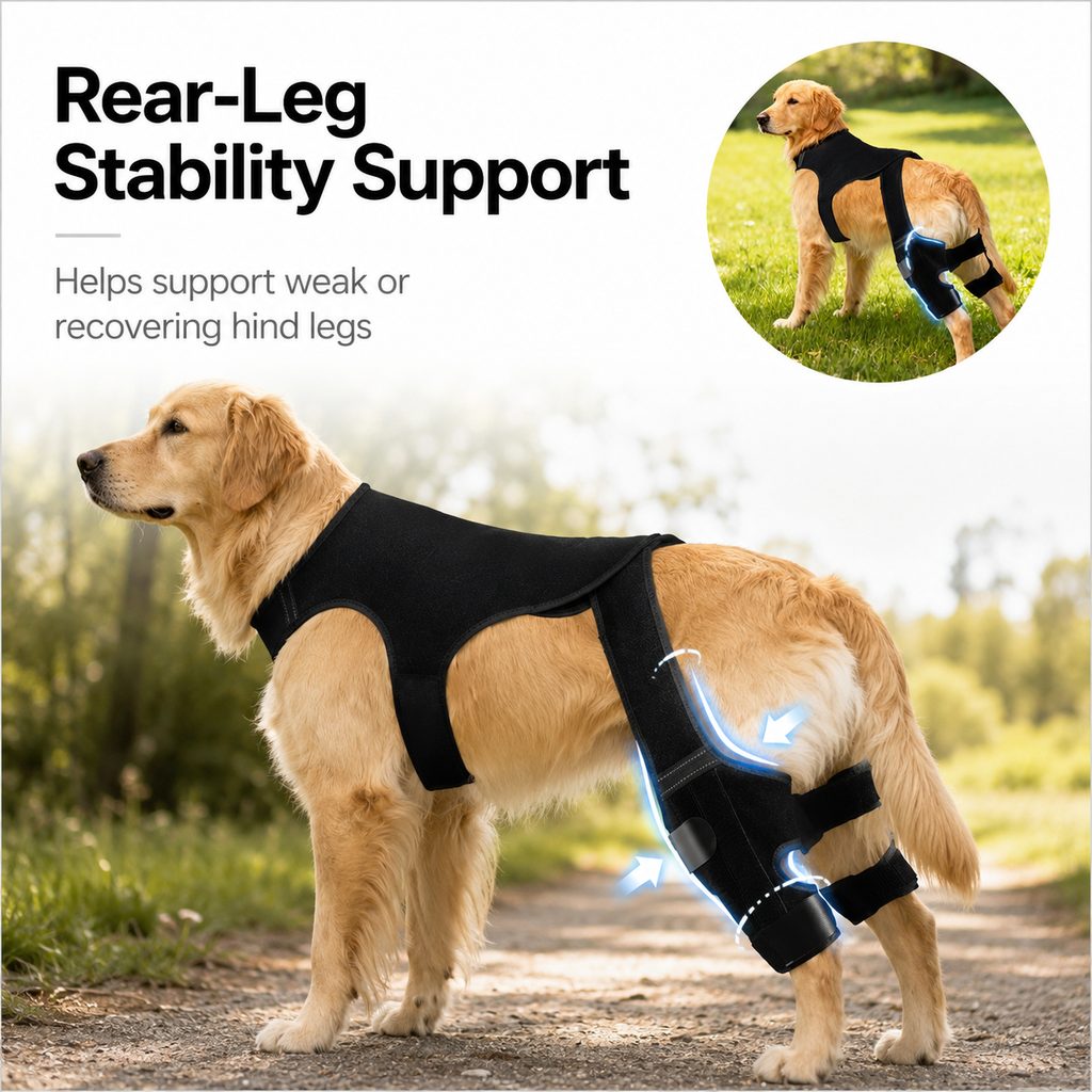 Boneroshop RearGuard Dog Rear Leg Support Brace - Anti-Slip Hind Leg Stability Wrap for Senior Dogs, Hardwood Floors & R