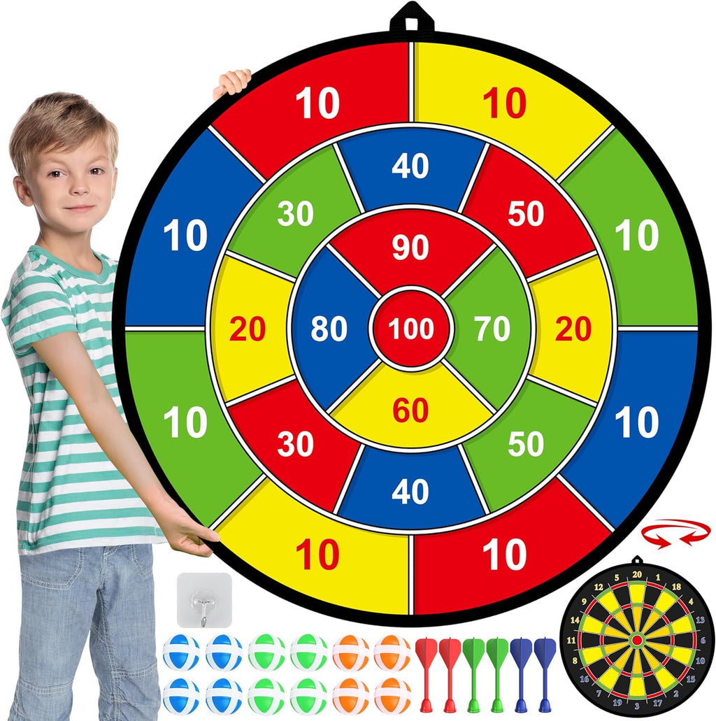 Double-sided children's dartboard – Large safe dartboard for indoor & outdoor