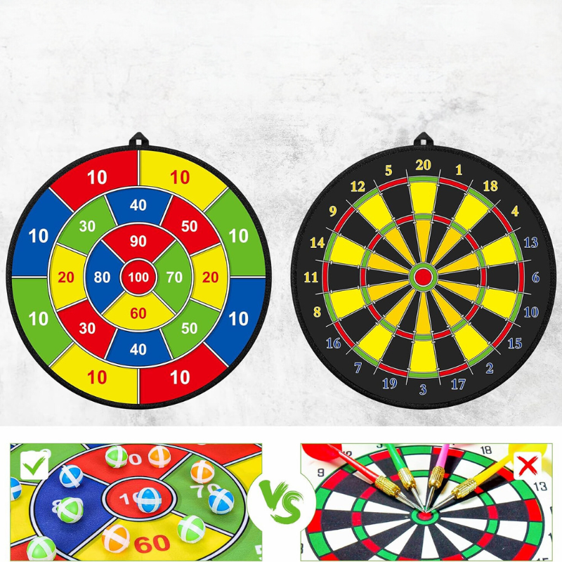 Double-Sided Kids' Dartboard – Large Safe Dartboard for Indoors & Outdoors