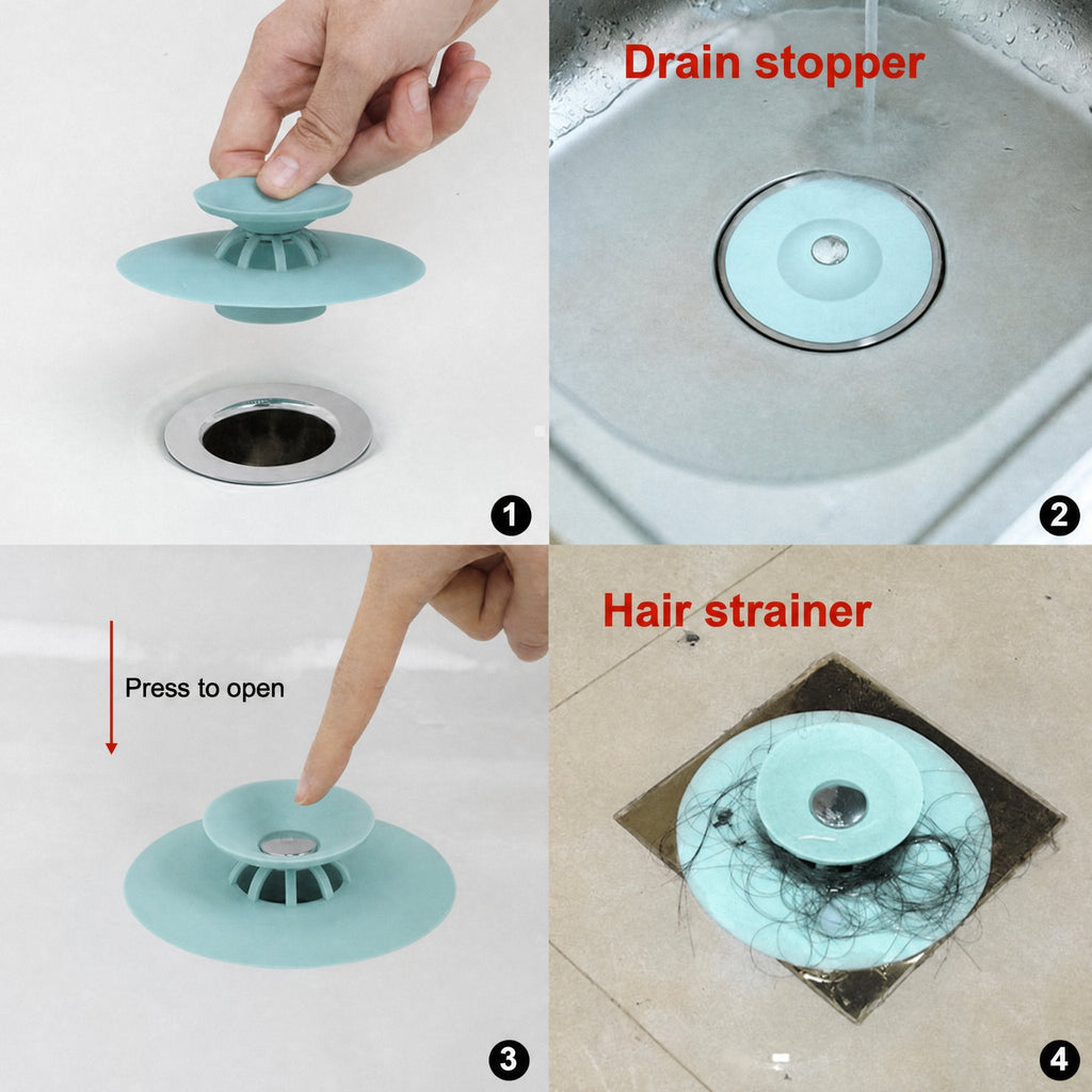 Drain Stopper Silicone with Hair Strainer 4.0–5.0 cm