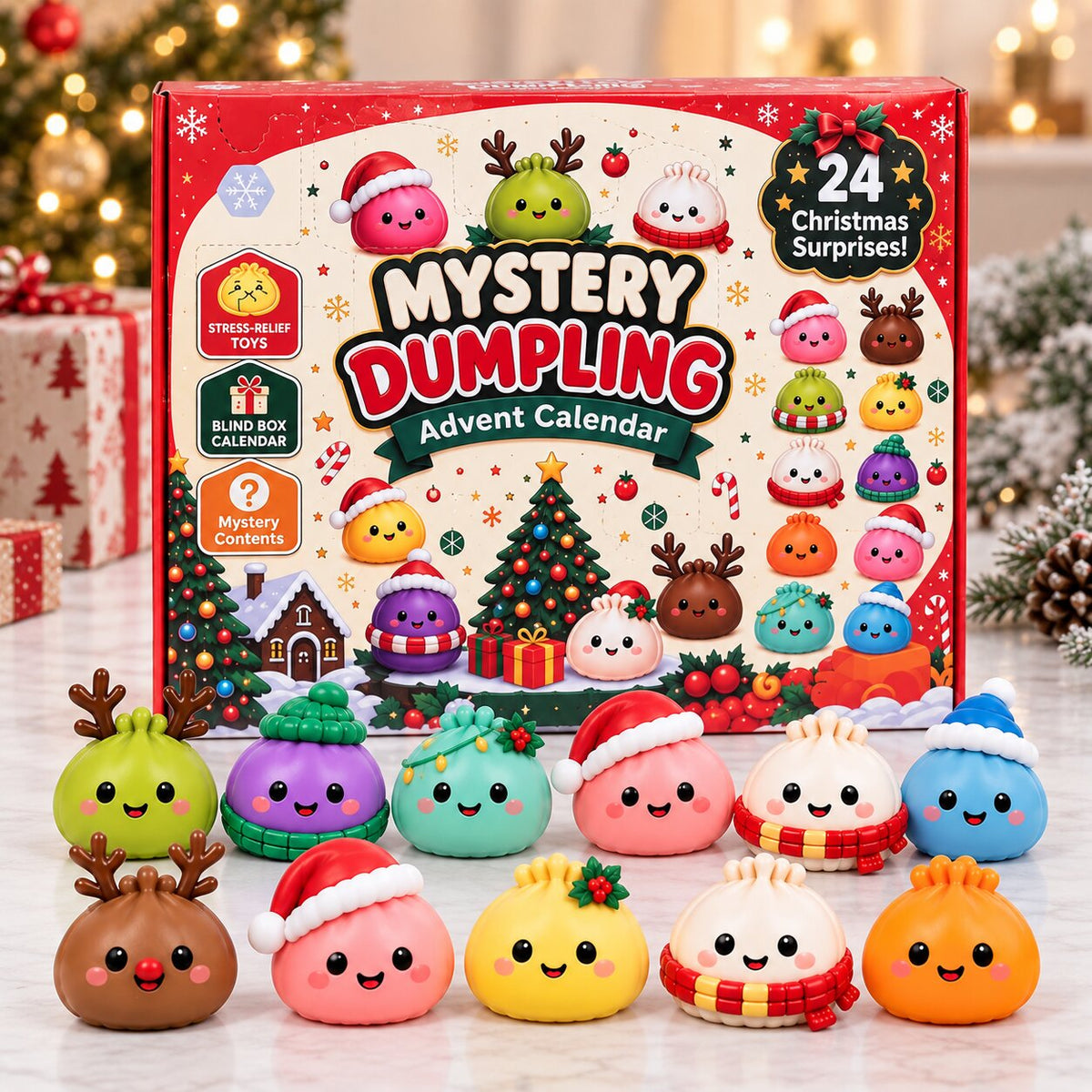 Dumplings Advent Calendar with 24 Squishy Figures