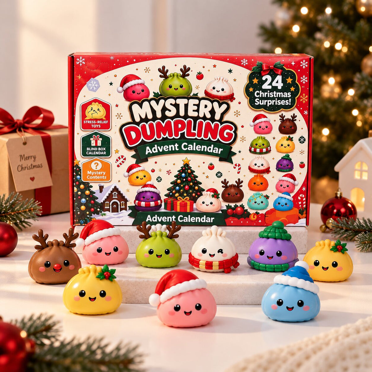 Dumplings Advent Calendar with 24 Squishy Figures