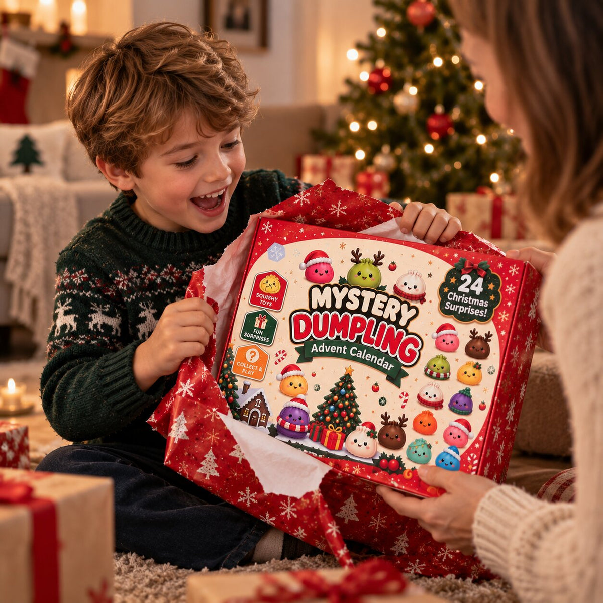 Dumplings Advent Calendar with 24 Squishy Figures