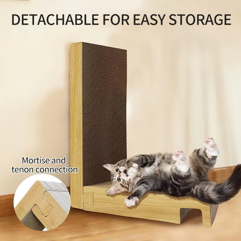 Durable L-shaped cat scratching post with claw-grinding board