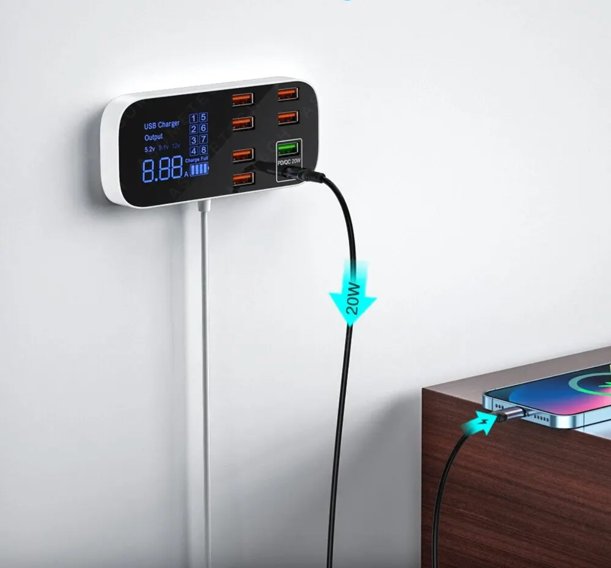 Eindhoven Multi USB Charger – Fast Charging Power Adapter with 6 Ports
