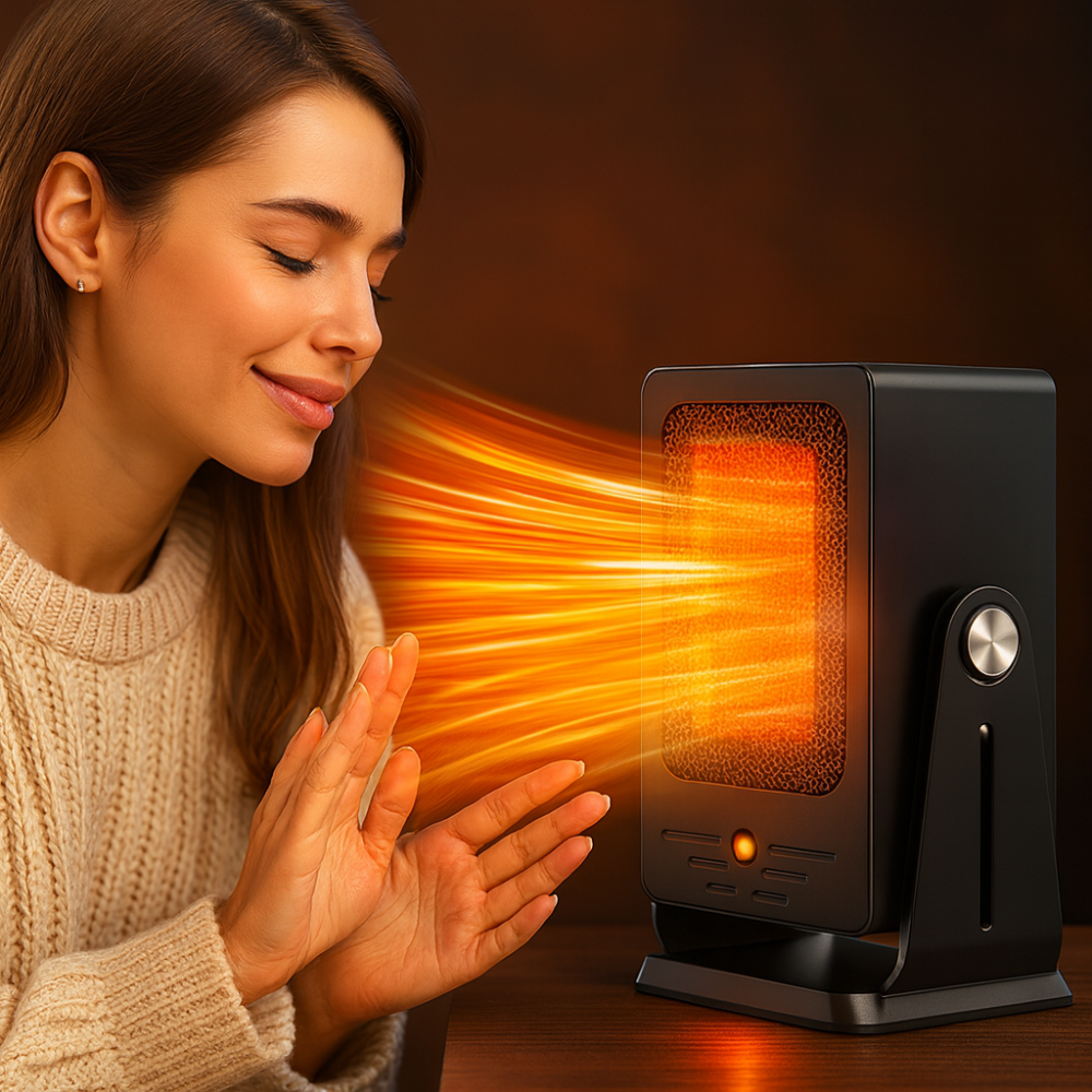 Electric Space Heater – Ceramic Portable 900W with Adjustable Thermostat