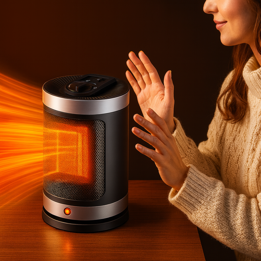 Electric Space Heater – Ceramic Portable 900W with Adjustable Thermostat