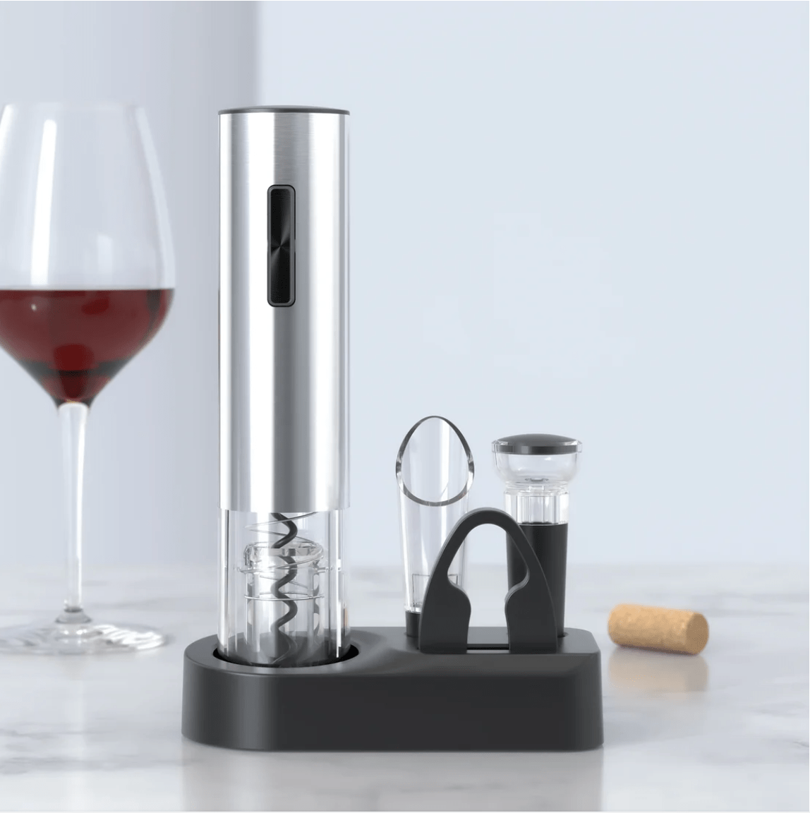 Electric Wine Opener Kit with Foil Cutter and Pourer