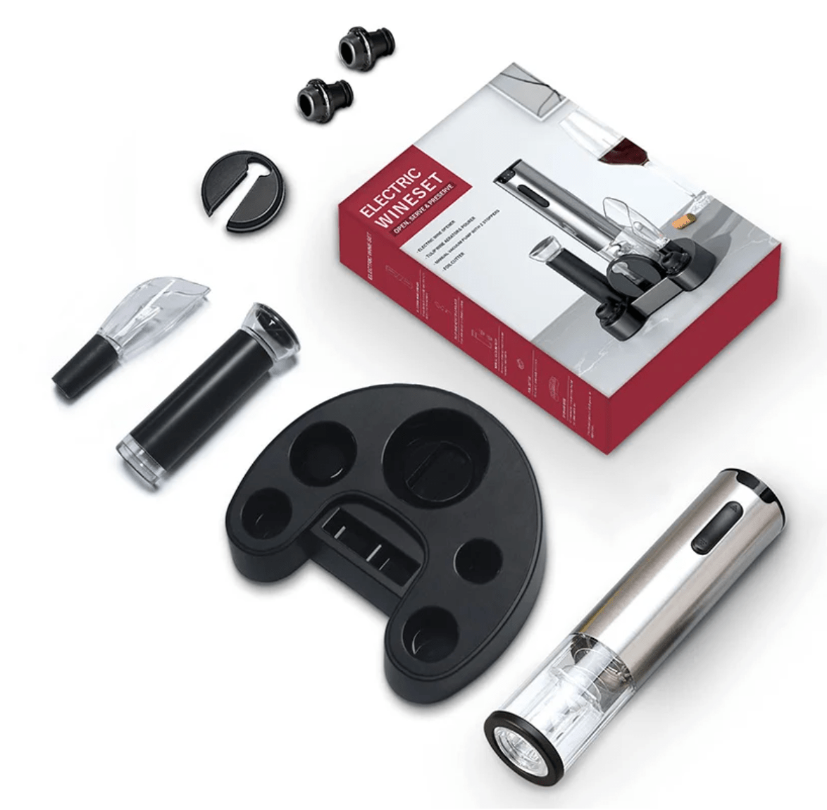 Electric Wine Opener Kit with Foil Cutter and Pourer