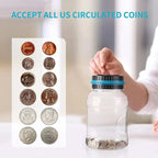 Electronic piggy bank with coin counter and LCD display