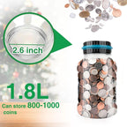 Electronic piggy bank with coin counter and LCD display