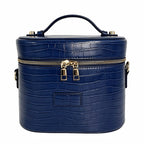 Elegant Crocodile-Effect Cosmetic Bag