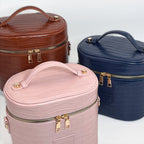 Elegant Crocodile-Effect Cosmetic Bag