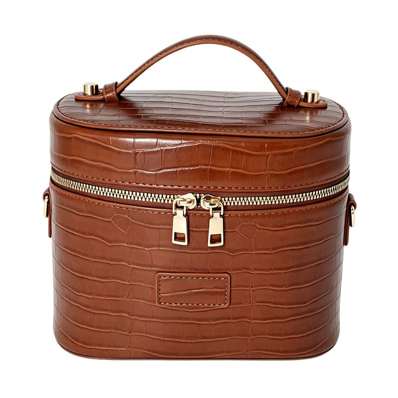 Elegant Crocodile-Effect Cosmetic Bag