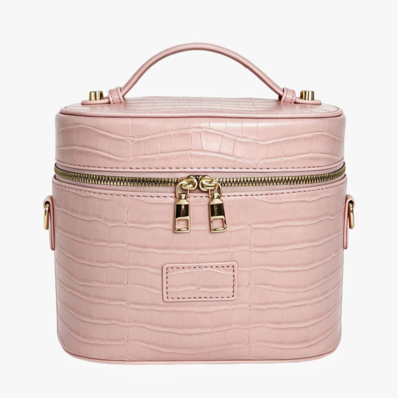 Elegant Crocodile-Effect Cosmetic Bag
