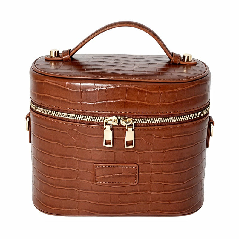 Elegant Crocodile-Effect Cosmetic Bag