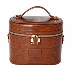 Elegant Crocodile-Effect Cosmetic Bag
