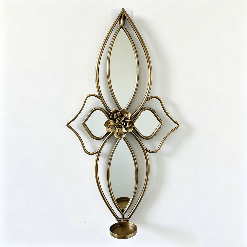 Elegant Floral Wall Mirror with Decorative Metal Design