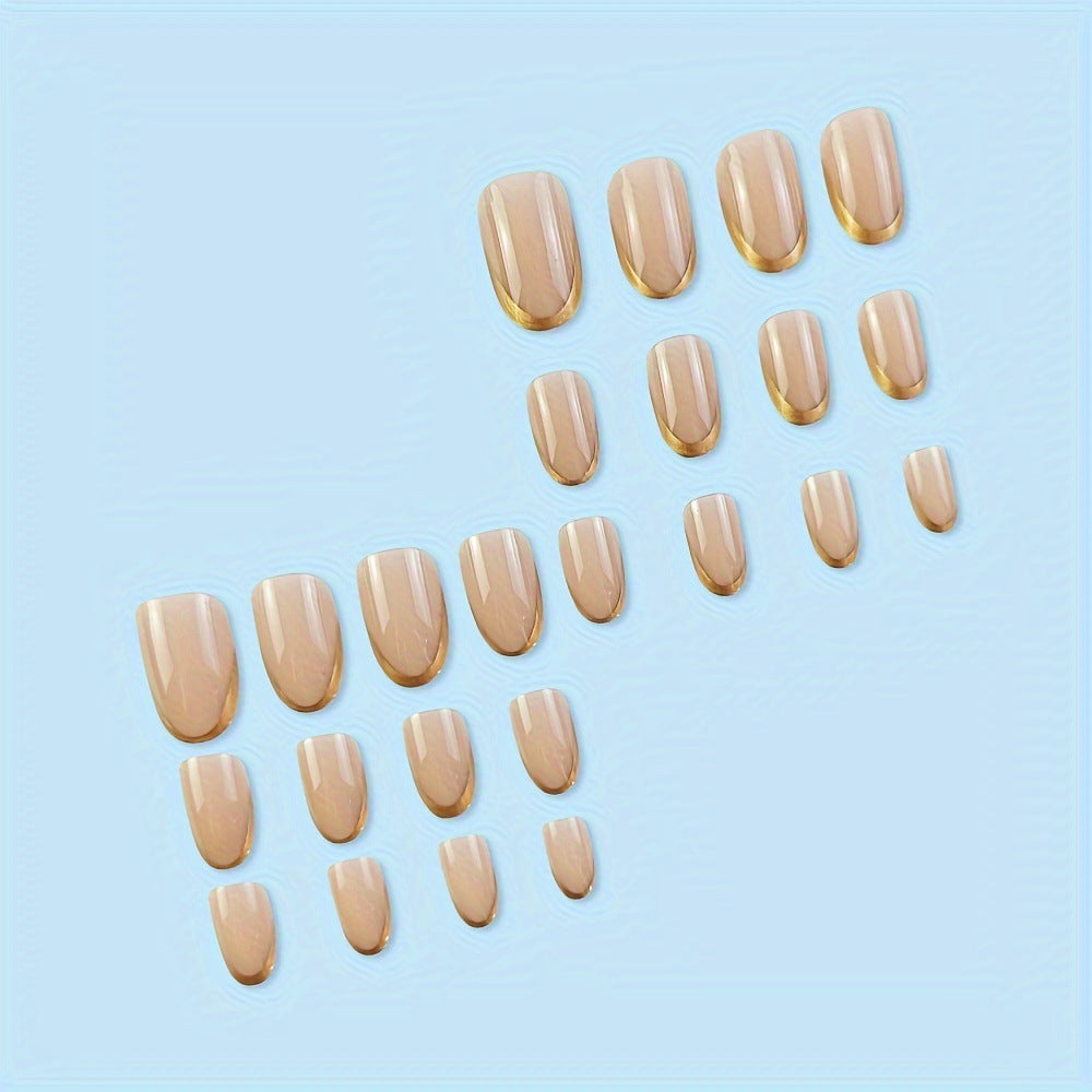Elegant Glossy French Tip Nail Set