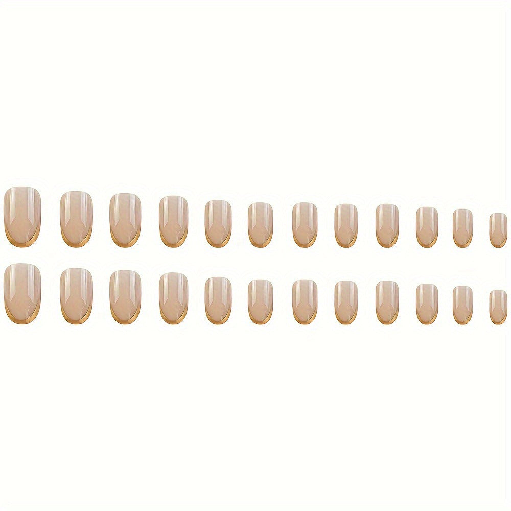 Elegant Glossy French Tip Nail Set