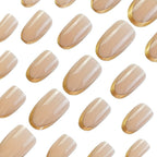 Elegant Glossy French Tip Nail Set
