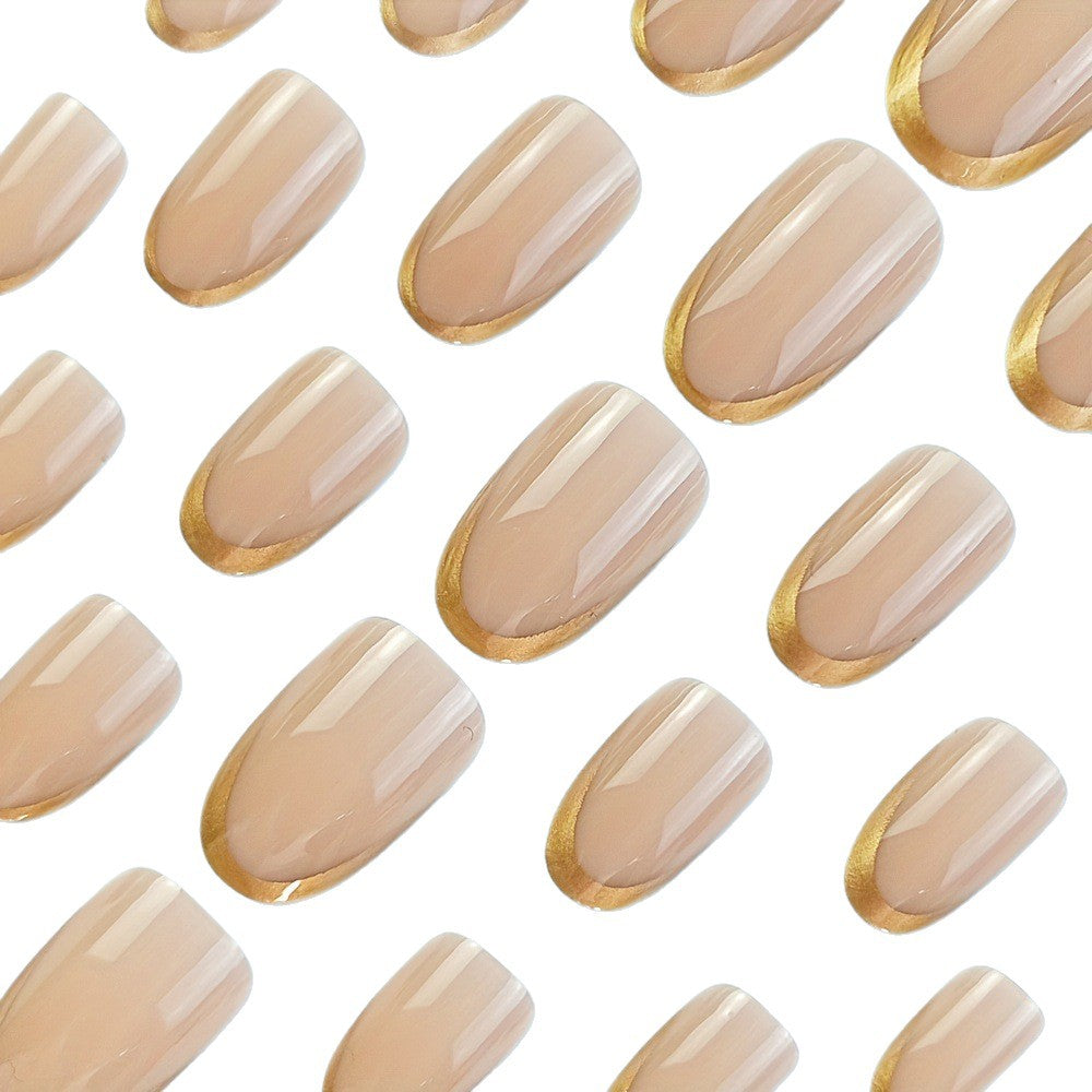 Elegant Glossy French Tip Nail Set
