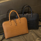 Elegant Laptop Bag in Luxurious Crocodile-Effect Finish