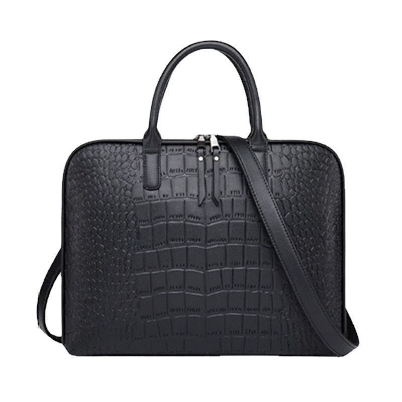 Elegant Laptop Bag in Luxurious Crocodile-Effect Finish