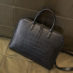 Elegant Laptop Bag in Luxurious Crocodile-Effect Finish