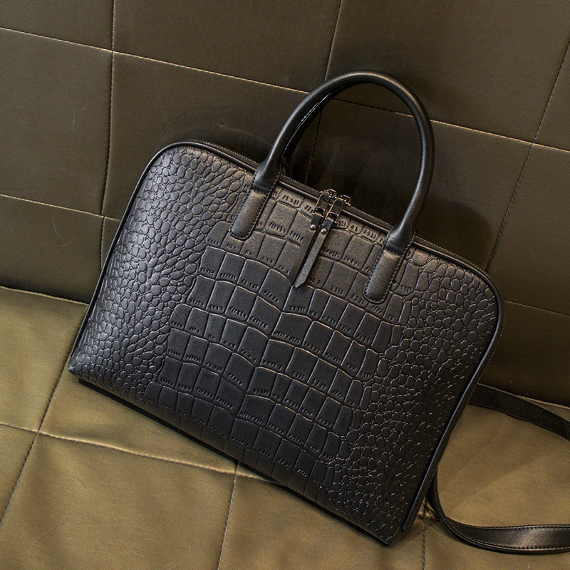 Elegant Laptop Bag in Luxurious Crocodile-Effect Finish