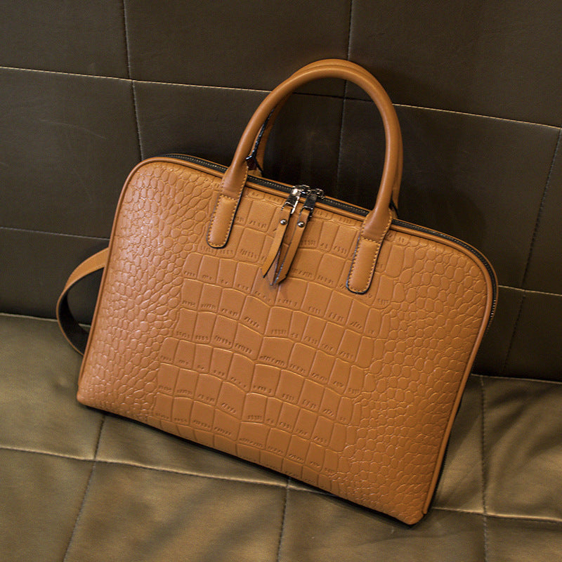 Elegant Laptop Bag in Luxurious Crocodile-Effect Finish