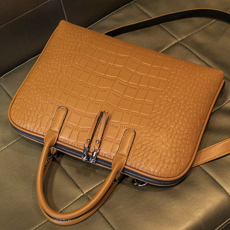 Elegant Laptop Bag in Luxurious Crocodile-Effect Finish