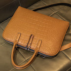Elegant Laptop Bag in Luxurious Crocodile-Effect Finish
