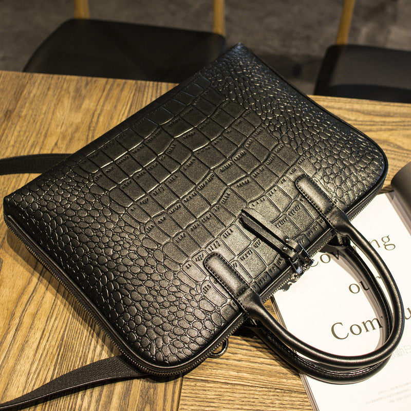 Elegant Laptop Bag in Luxurious Crocodile-Effect Finish